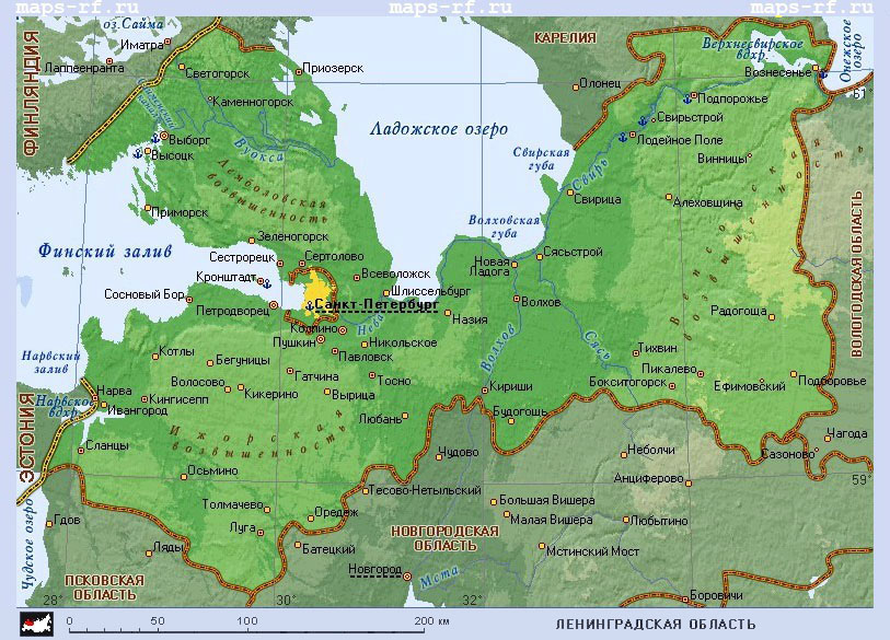 Карта санкт петербурга и области